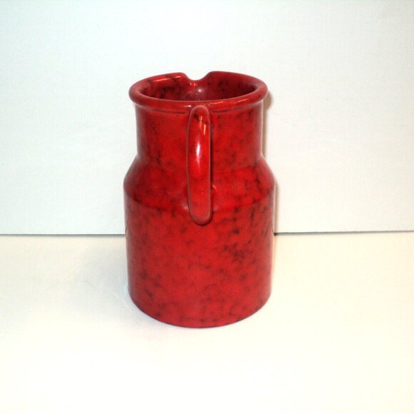 Vintage Peasant Village Italy Pottery Pitcher Red Black Mottled 6" H 66328 1970 - Picture 2 of 6